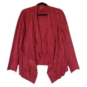 V Cristina Faux Suede Jacket Cardigan Women's Small Red Romantic‎ Dark Feminine